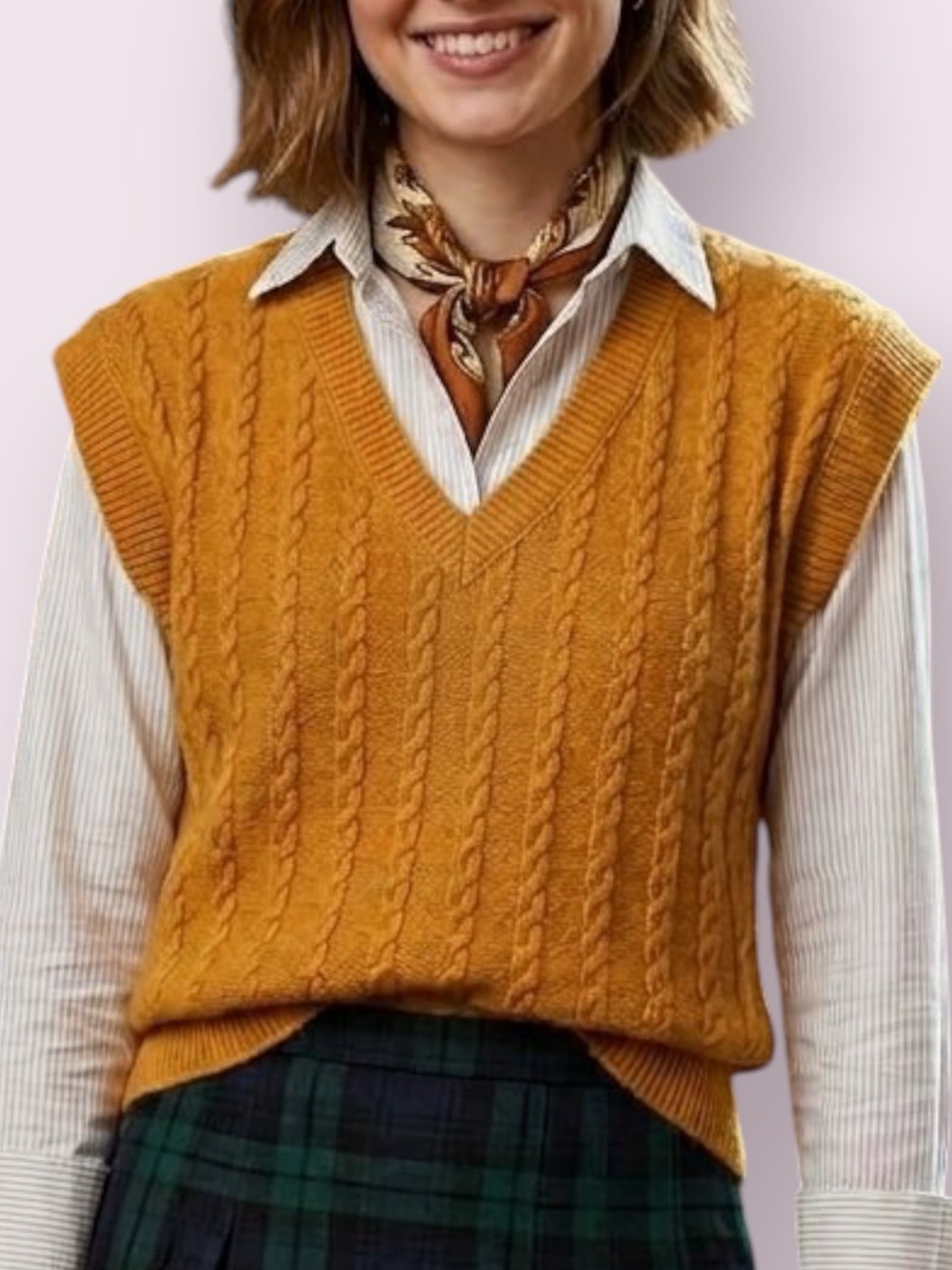 Cupcakes and Cashmere Cable Knit Pullover Sweater Vest Size Large